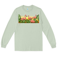 Matcha flamingos with sunset Long Sleeve Tee - TumblerDesignByShophia
