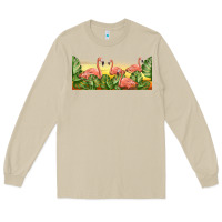 Mushroom flamingos with sunset Long Sleeve Tee - TumblerDesignByShophia