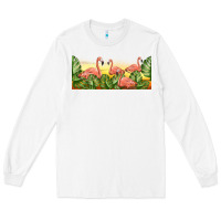 White flamingos with sunset Long Sleeve Tee - TumblerDesignByShophia