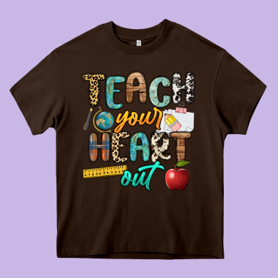 Teach Your Heart Out Heavy Core Tee Designed By Nancycooperartshop