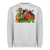 Heather Grey St. Patrick's farm with gold Heavyweight Sweatshirt - OliviaCreatesArt