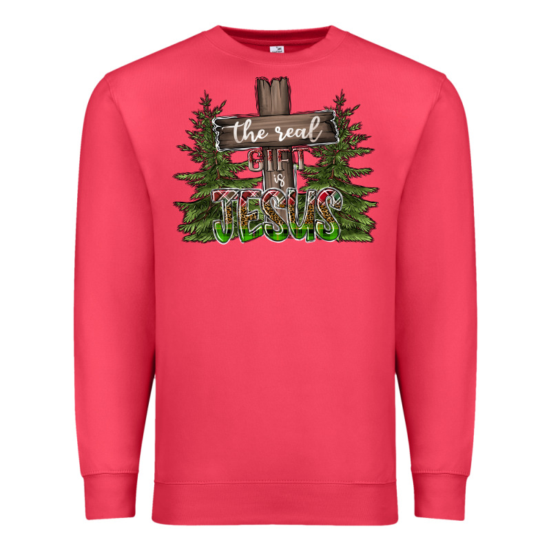 The Real Gift Is Jesus Premium Sweatshirt by CowhideDigitalArt | Teevron