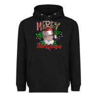 Black festive santa claus greeting Heavyweight Hoodie - CowhideDigitalArt