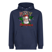 Navy festive santa claus greeting Heavyweight Hoodie - CowhideDigitalArt