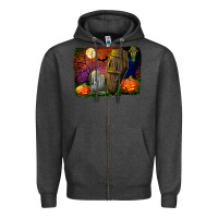 Charcoal Heather headstone and coffin background Zipper Hoodie - BundleAndBundleShop