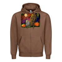 Chestnut headstone and coffin background Zipper Hoodie - BundleAndBundleShop