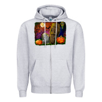 Heather Grey headstone and coffin background Zipper Hoodie - BundleAndBundleShop