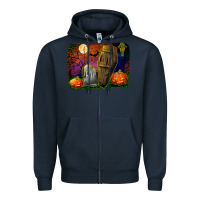 Navy headstone and coffin background Zipper Hoodie - BundleAndBundleShop