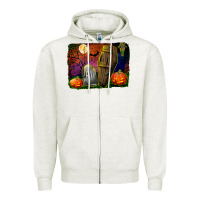 Headstone And Coffin Background Zipper Hoodie | Teevron