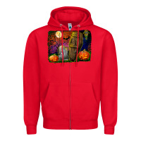 Red headstone and coffin background Zipper Hoodie - BundleAndBundleShop