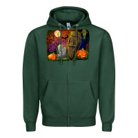Sports Green headstone and coffin background Zipper Hoodie - BundleAndBundleShop