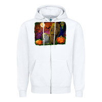 White headstone and coffin background Zipper Hoodie - BundleAndBundleShop