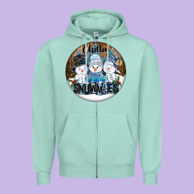 Chillin With My Snowmies Zipper Hoodie Designed By Fadigitalartstudio