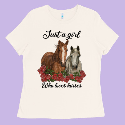 Just A Girl Who Loves Horses No Background Ladies Tee Designed By Ranaportraitstore