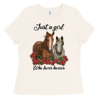 Bone just a girl who loves horses no background Ladies Tee - RanaPortraitStore