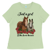 Matcha just a girl who loves horses no background Ladies Tee - RanaPortraitStore