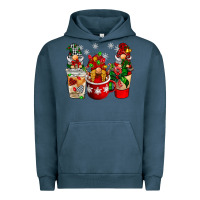 Pigment Midnight Navy Christmas coffee gnome Urban Hoodie - BarkalooDesign
