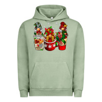 Pigment Oil Green Christmas coffee gnome Urban Hoodie - BarkalooDesign