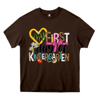 Chocolate Brown my first day of kindergarten Heavy Core Tee - NancyCooperArtShop