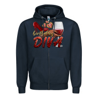 Navy birthday diva Zipper Hoodie - BundleAndBundleShop