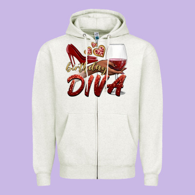 Birthday Diva Zipper Hoodie Designed By Bundleandbundleshop