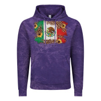 Cloud Purple Mexican Flag with Leopard Vintage Hoodie - texasbilliewilder