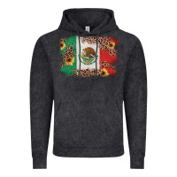 Vintage Black Mexican Flag with Leopard Vintage Hoodie - texasbilliewilder