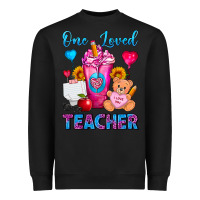Black One Loved Teacher Valentines Day Cold Drink Frappe Heavyweight Sweatshirt - FaDigitalArtStudio