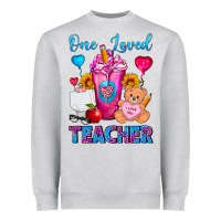 Heather Grey One Loved Teacher Valentines Day Cold Drink Frappe Heavyweight Sweatshirt - FaDigitalArtStudio