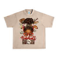French Oak Baseball Mom Afro Messy Bun Urban Heavy Tee - texasbilliewilder