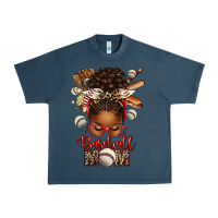 Midnight Navy Baseball Mom Afro Messy Bun Urban Heavy Tee - texasbilliewilder