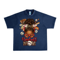 Navy Baseball Mom Afro Messy Bun Urban Heavy Tee - texasbilliewilder
