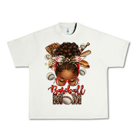 Pistachio Baseball Mom Afro Messy Bun Urban Heavy Tee - texasbilliewilder