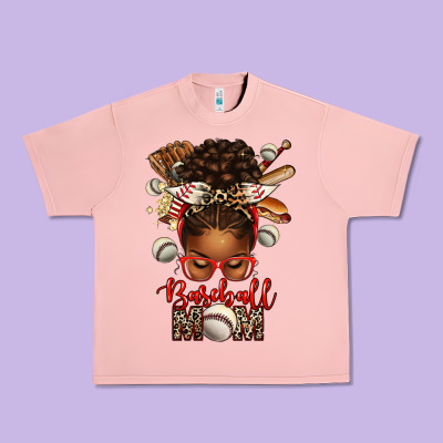 Baseball Mom Afro Messy Bun Urban Heavy Tee Designed By Texasbilliewilder