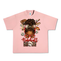 Salmon Baseball Mom Afro Messy Bun Urban Heavy Tee - texasbilliewilder