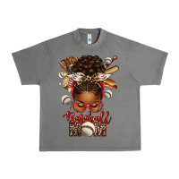 Tornado Baseball Mom Afro Messy Bun Urban Heavy Tee - texasbilliewilder