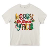 Cream merry christmas y'all Heavy Core Tee - MaliasSmallBusiness