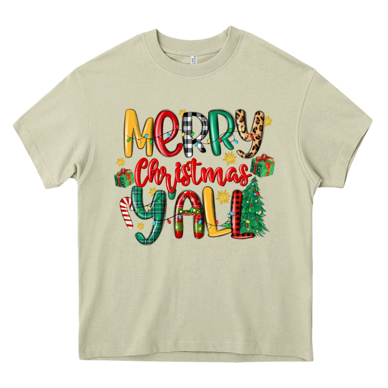 Merry Christmas Y'all Heavy Core Tee by MaliasSmallBusiness | Teevron