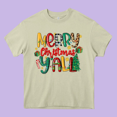Merry Christmas Y'all Heavy Core Tee Designed By Maliassmallbusiness