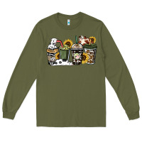 Army Green Cowhide coffee cups Long Sleeve Tee - HowdyJamesFarm