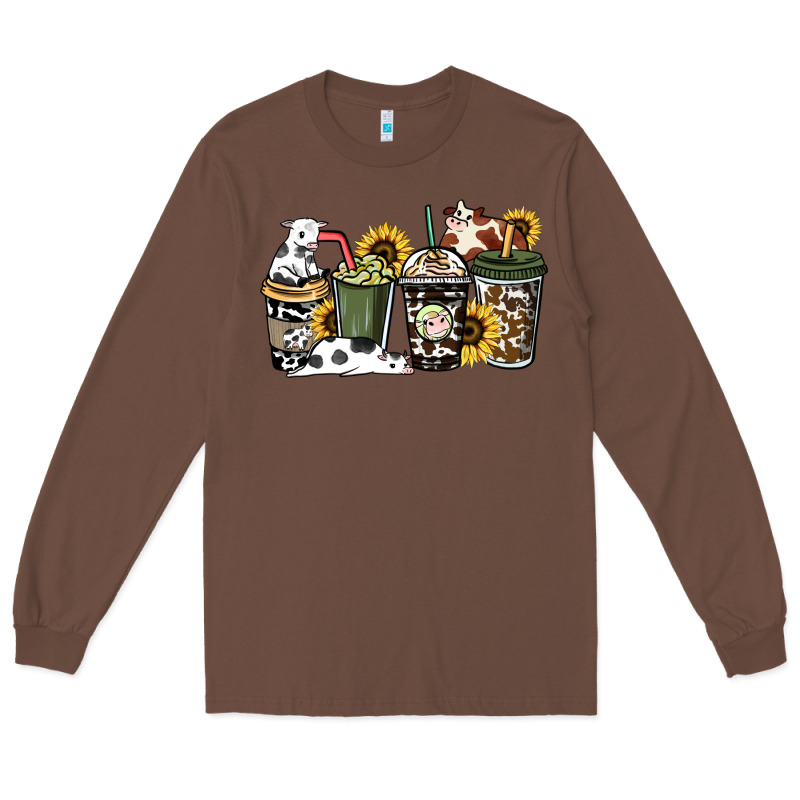 Cowhide Coffee Cups Long Sleeve Tee by HowdyJamesFarm | Teevron
