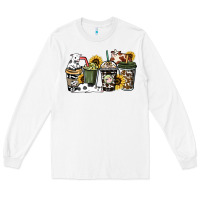 White Cowhide coffee cups Long Sleeve Tee - HowdyJamesFarm