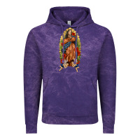 Cloud Purple Lady of Guadalupe with Roses Vintage Hoodie - texasbilliewilder