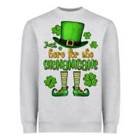 Heather Grey Just here for the shenanigans St. Patrick's Heavyweight Sweatshirt - OliviaCreatesArt