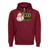 Burgundy santa cassette Zipper Hoodie - FaDigitalArtStudio