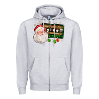 Heather Grey santa cassette Zipper Hoodie - FaDigitalArtStudio