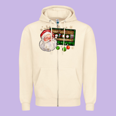 Santa Cassette Zipper Hoodie Designed By Fadigitalartstudio