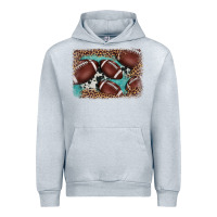 Heather Grey American football leopard cowhide turquoise  leather background Urban Hoodie - BarkalooDesign