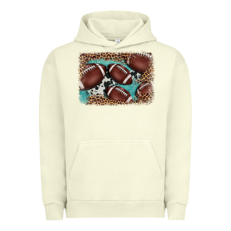 American Football Leopard Cowhide Turquoise  Leather Background Urban Hoodie by BarkalooDesign | Teevron