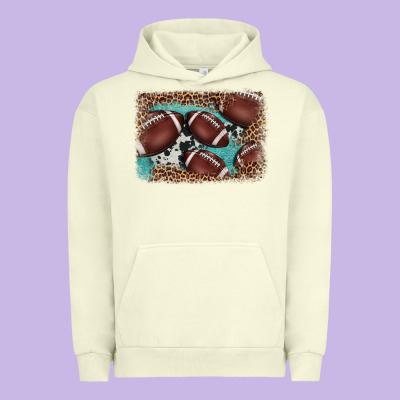 American Football Leopard Cowhide Turquoise  Leather Background Urban Hoodie Designed By Barkaloodesign